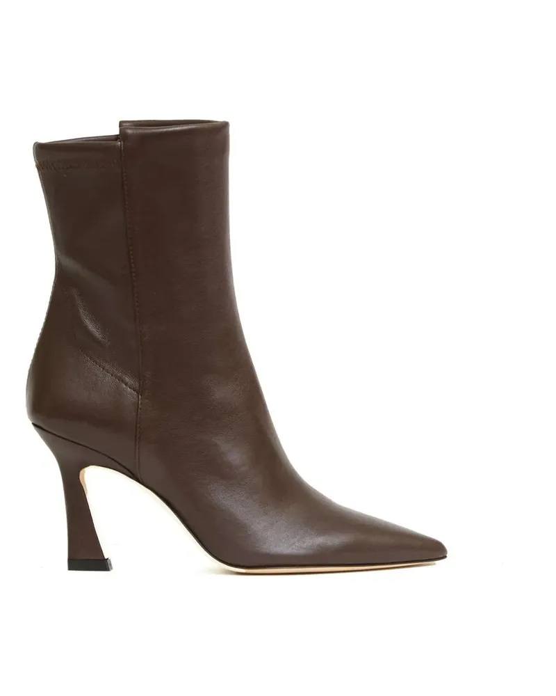 Stuart Weitzman Stiefel Brown Leather Ankle Boots With 85Mm Kitten Heel braun Braun