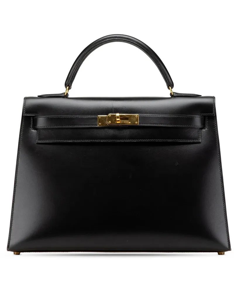 Hermès Hobo Bags 1991 Box Calf Kelly Sellier 32 schwarz Schwarz