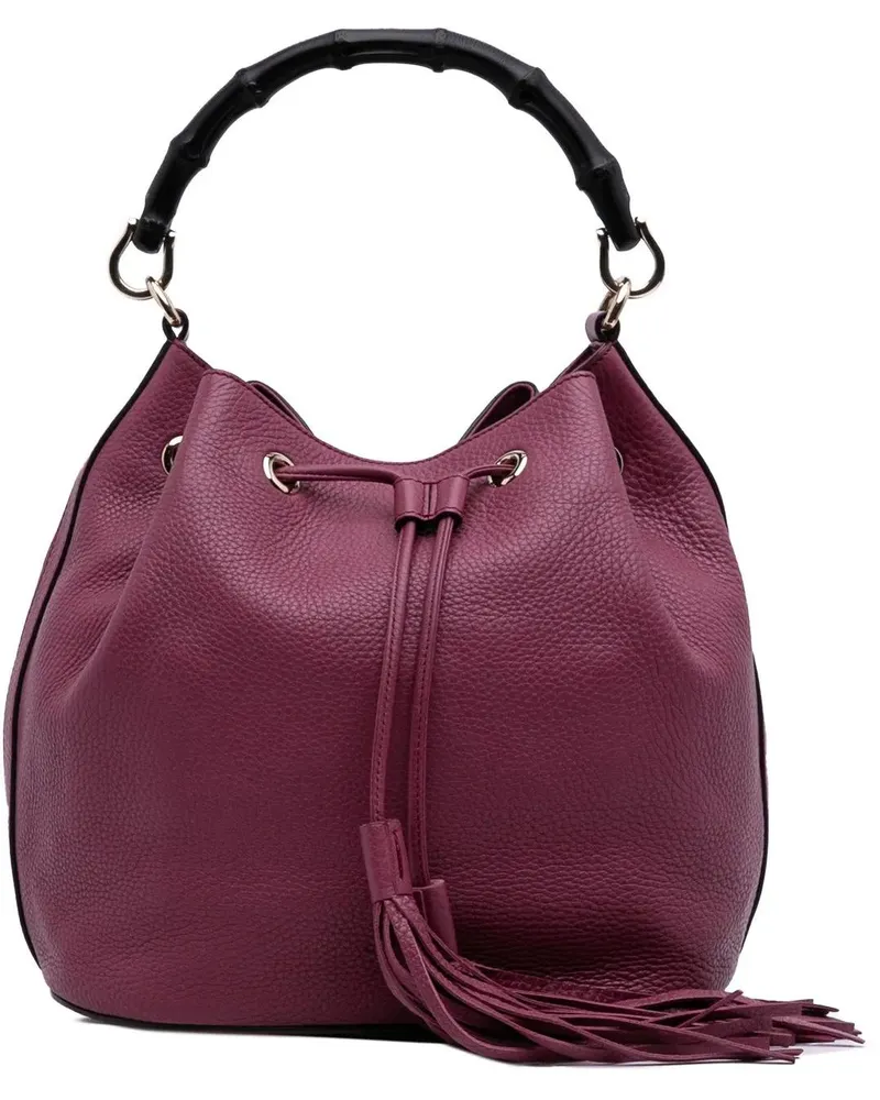 Gucci Hobo Bags Pebbled Calfskin Miss Bamboo Bucket Bag orange Orange