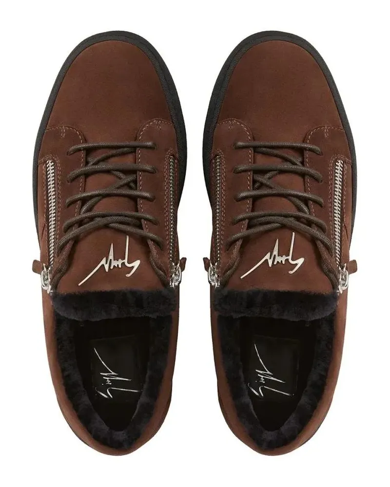 Giuseppe Zanotti Low-Top Sneaker Suede Low Top Trainers With Silver-Tone Accents schwarz Schwarz