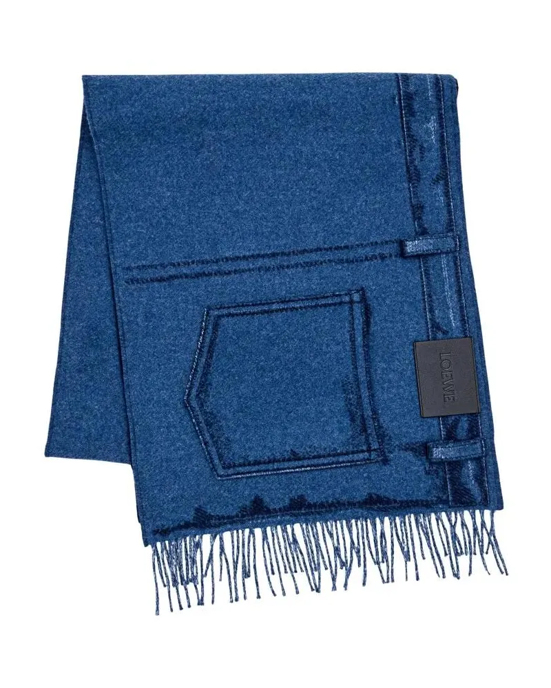 Loewe Tücher & Schals Double-Faced Wool And Cashmere Scarf blau Blau