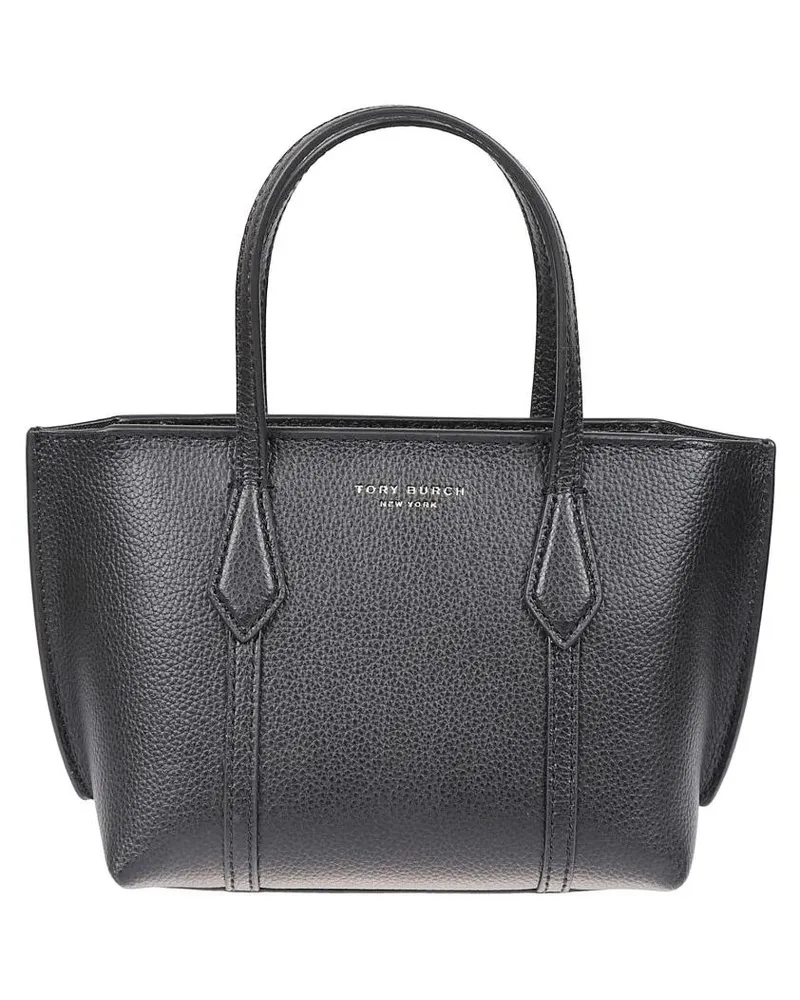Tory Burch Shopper & Totes Perry Black Hammered Leather Shoulder Bag schwarz Schwarz