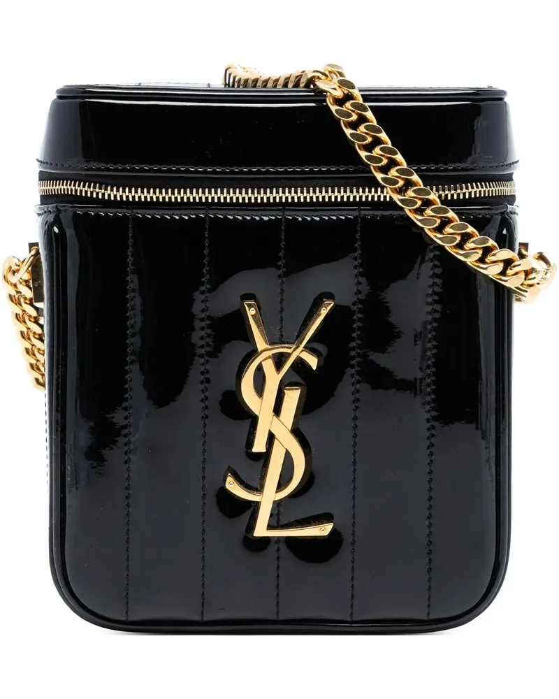 Saint Laurent Kosmetiktaschen Patent Vicky Vanity Bag schwarz Schwarz