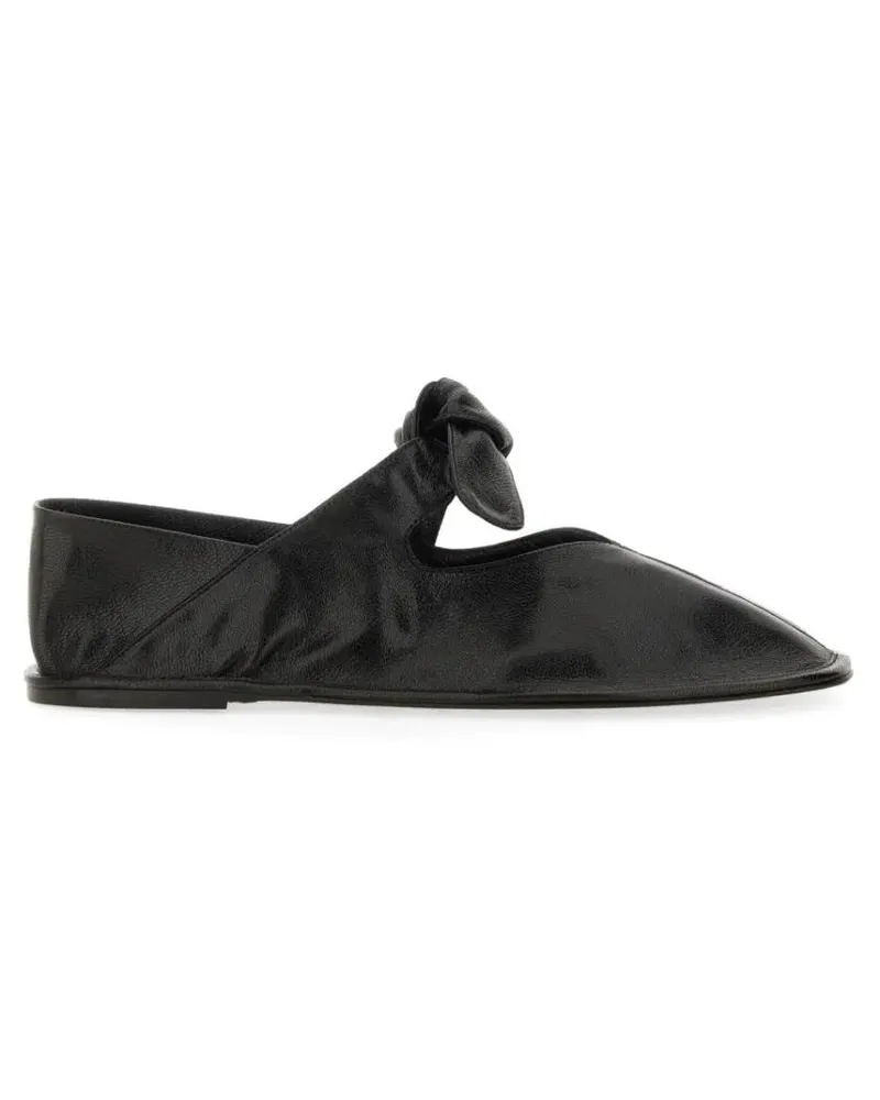 HEREU Hohe Schuhe Knotted Black Lambskin Flats schwarz Schwarz