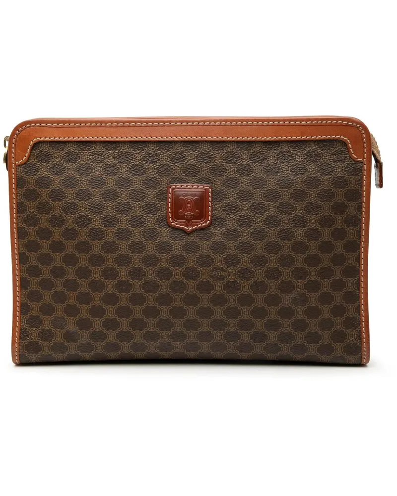 Celine Clutches Macadam Coated Canvas Clutch braun Braun