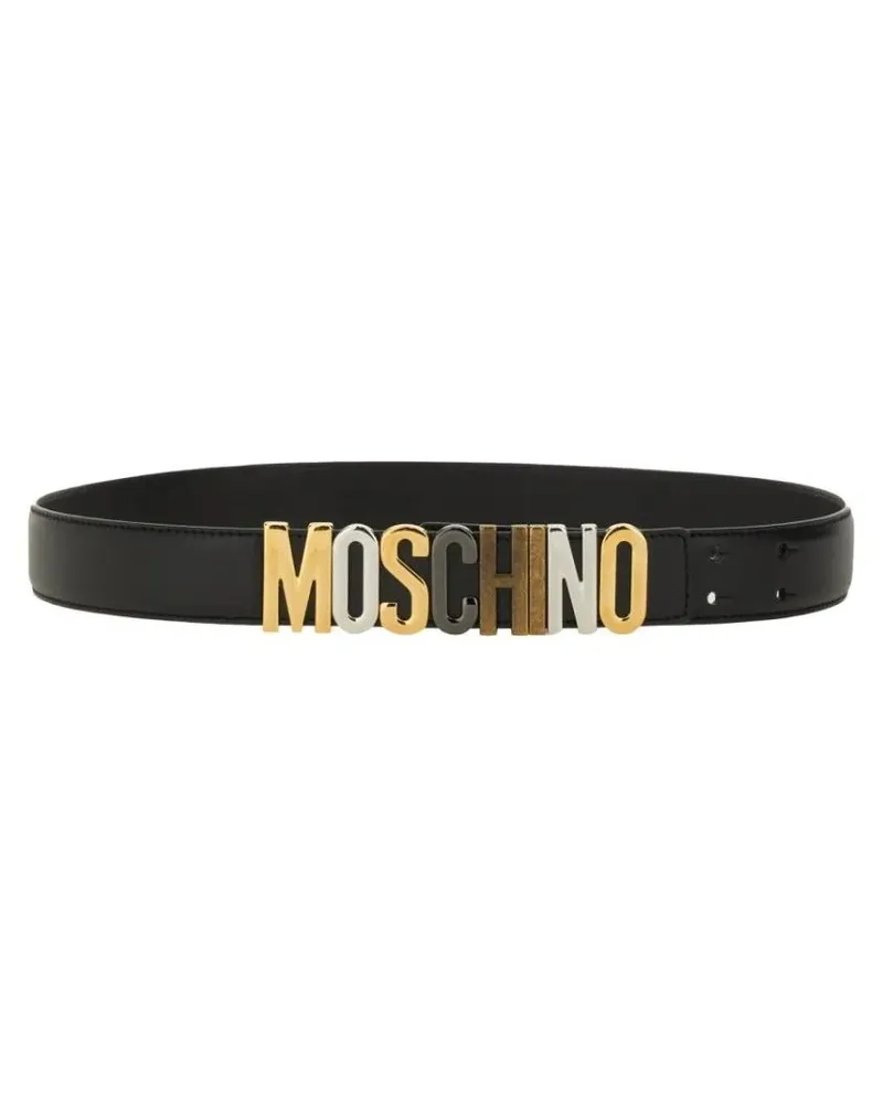 Moschino Gürtel Black Leather Belt schwarz Schwarz