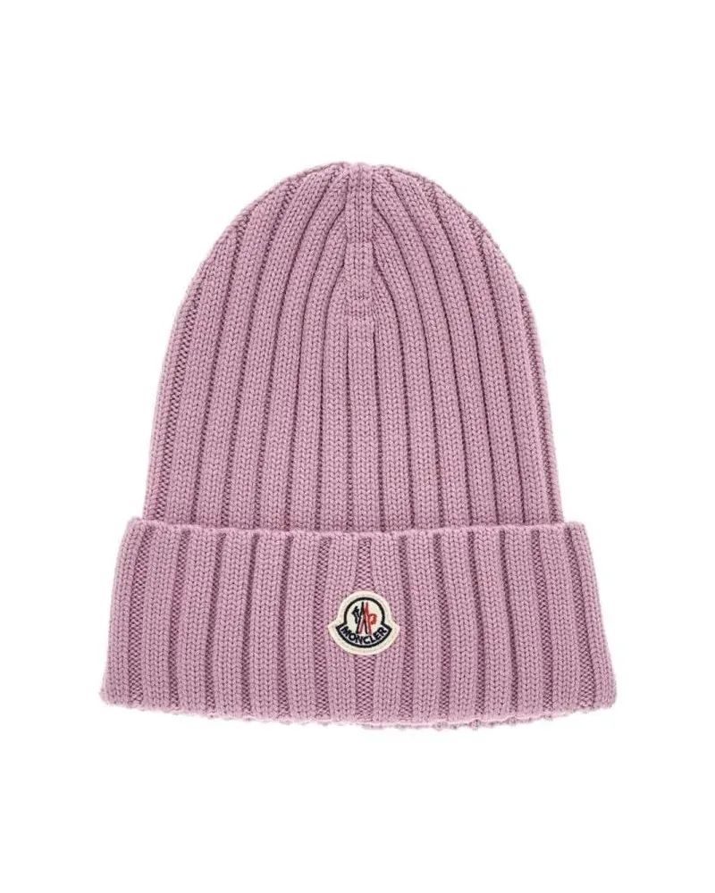 Moncler Caps & Mützen Wool Cable Knit Hat pink Rosa