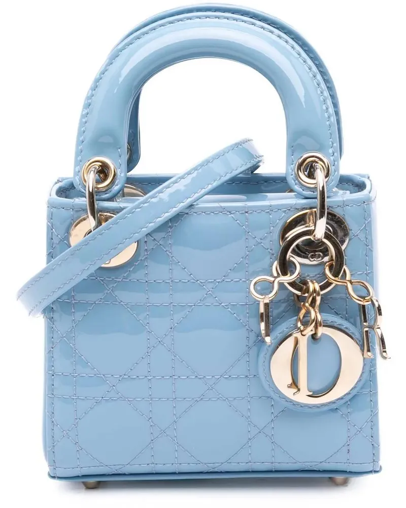 Dior Hobo Bags Micro Patent Cannage Lady Dior blau Blau