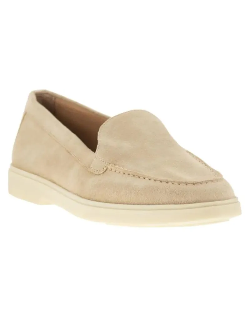Santoni Nubuck Moccasin With Embossed Logo beige Beige