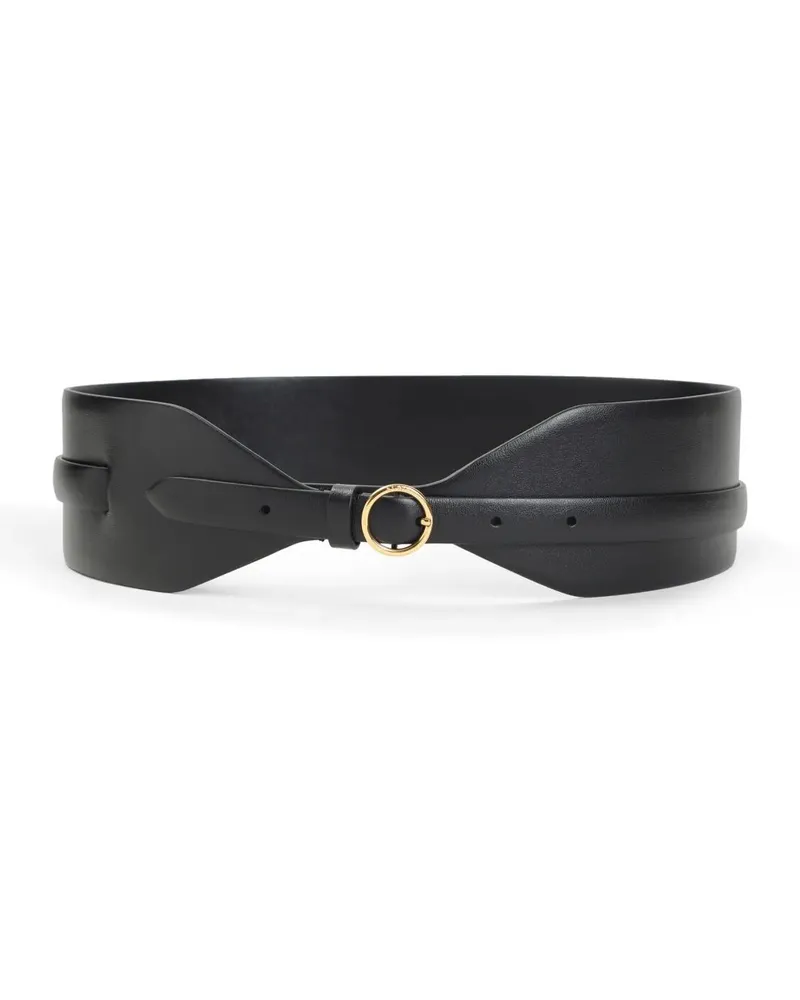 Alaïa Gürtel Large Calf Leather Belt With Gold-Tone Buckle schwarz Schwarz