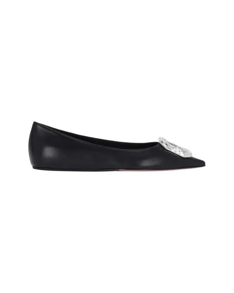 Amina Muaddi Camelia Ballerinas In Black Hammered Leather schwarz Schwarz