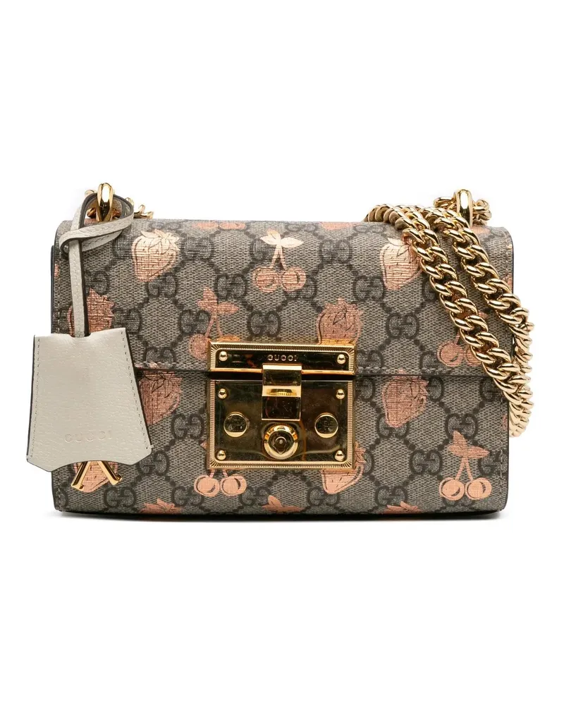 Gucci Hobo Bags Small GG Supreme Berry Padlock Crossbody braun Braun