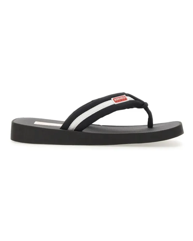 Kenzo Loafer Slide Sandal With Logo schwarz Schwarz