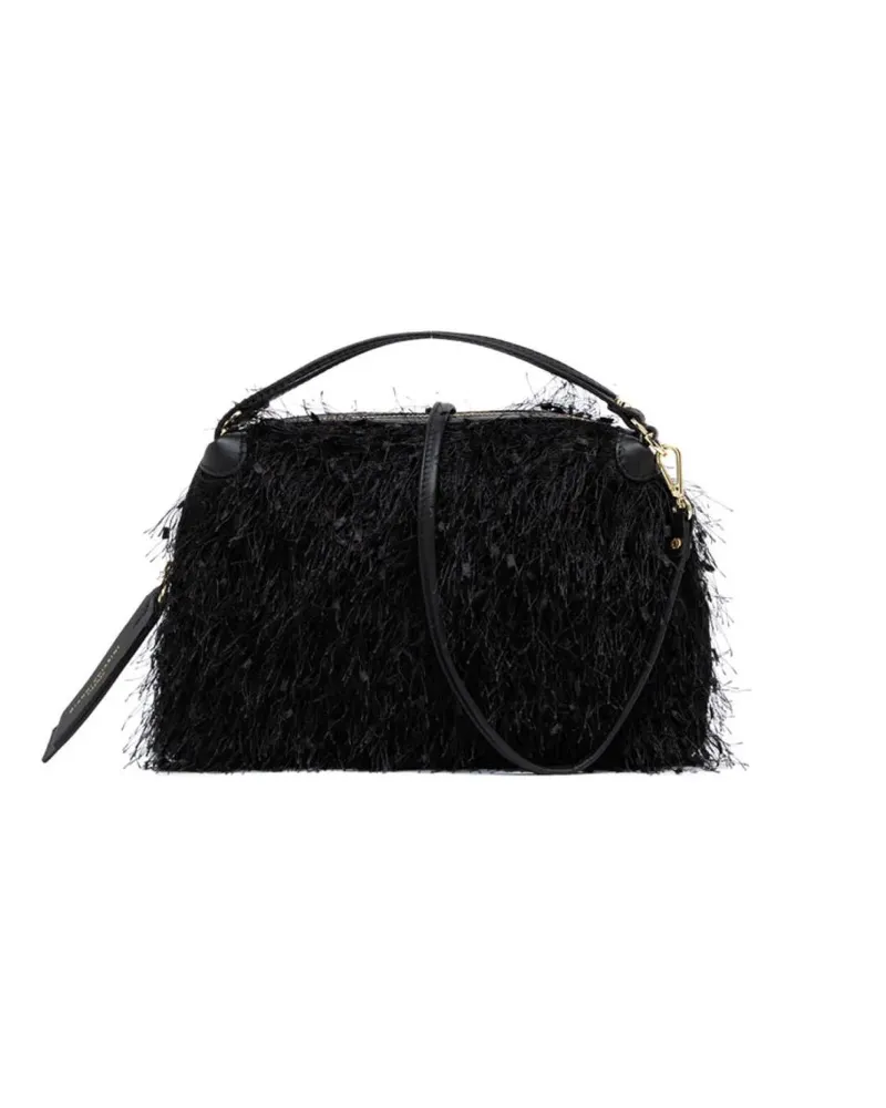 Gianni Chiarini Hobo Bags Alifa Handbag In Black Frayed Fabric schwarz Schwarz