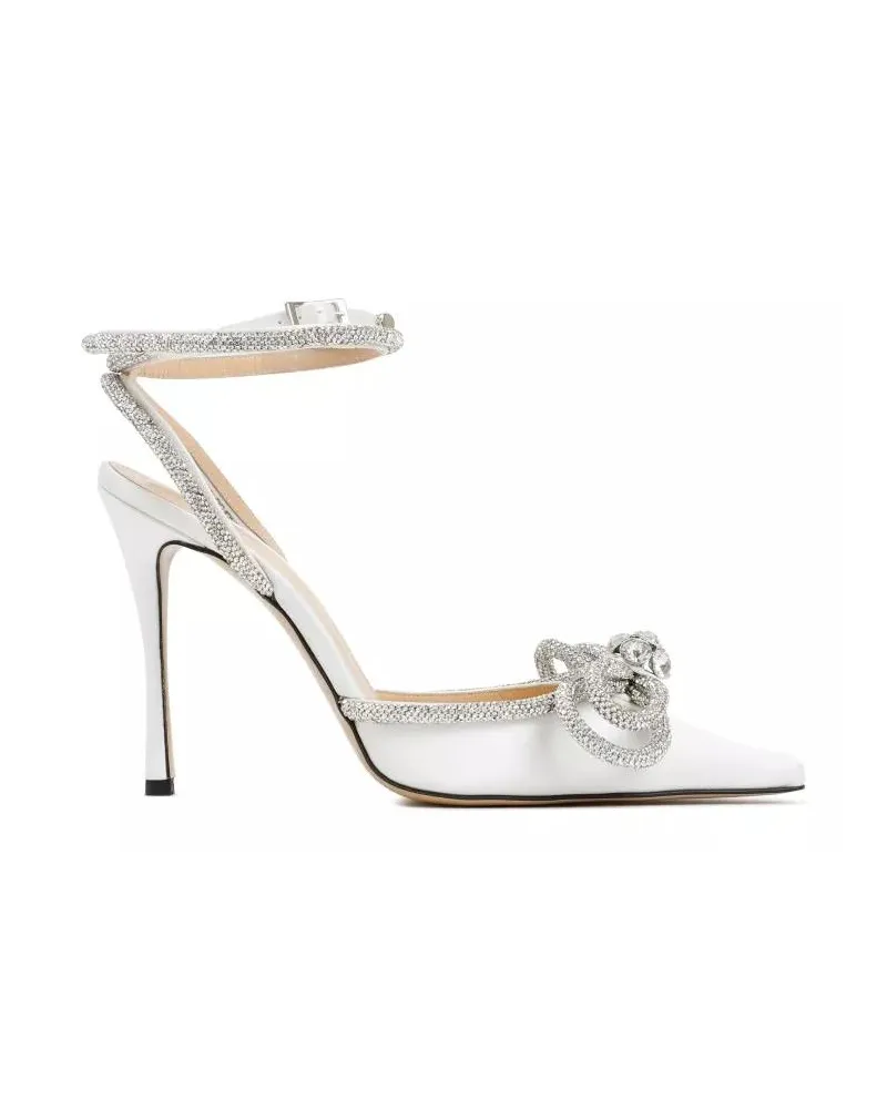 Mach & Mach Hohe Schuhe White Silk Double Bow High Heels weiß Weiß