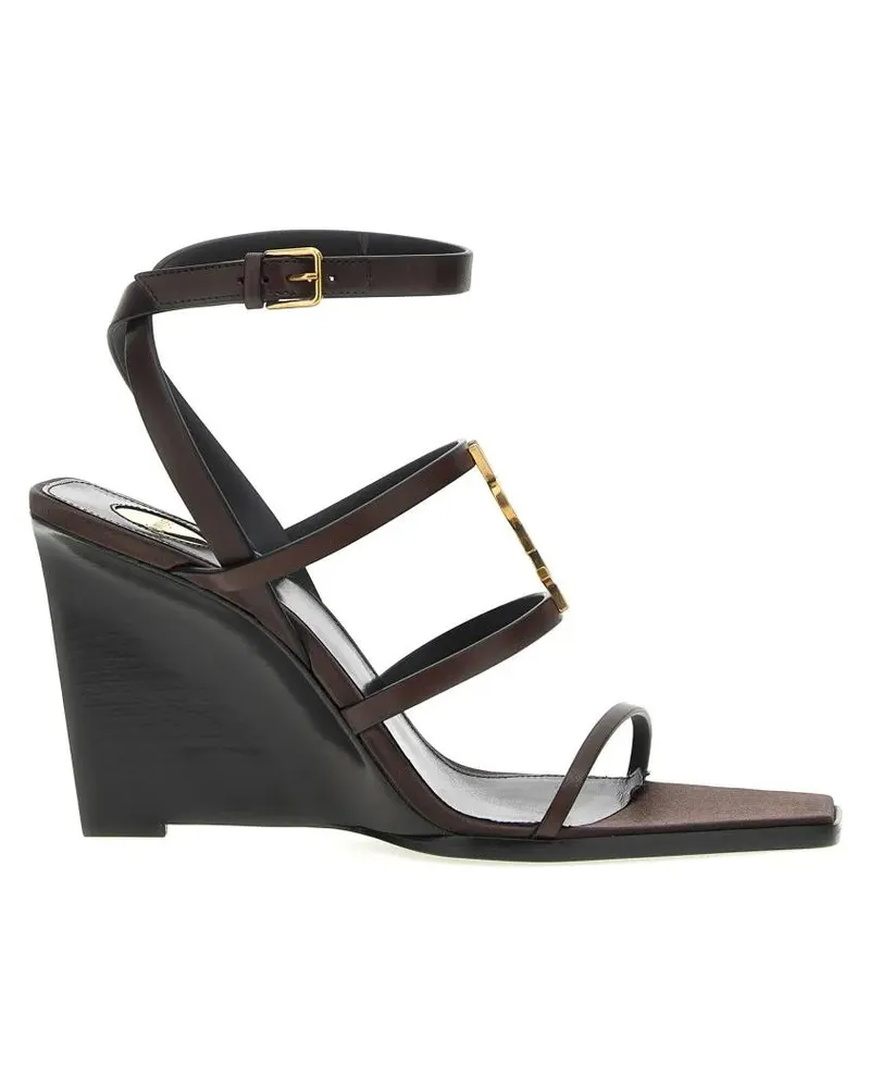 Saint Laurent Sandalen 'Cassandre' Wedges braun Braun