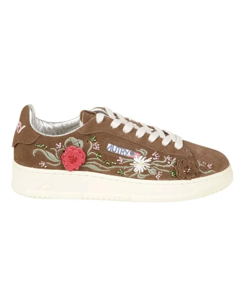 AUTRY Low-Top Sneaker Low-Top Sneakers With Floral Embroidery In Rich Br beige Beige