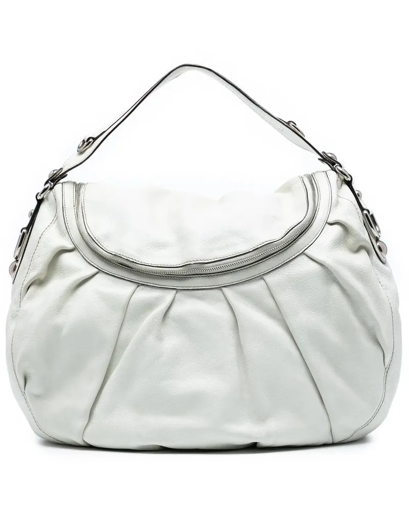 Gucci Hobo Bags Medium Pebbled Calfskin Icon Bit Satchel weiß Weiß