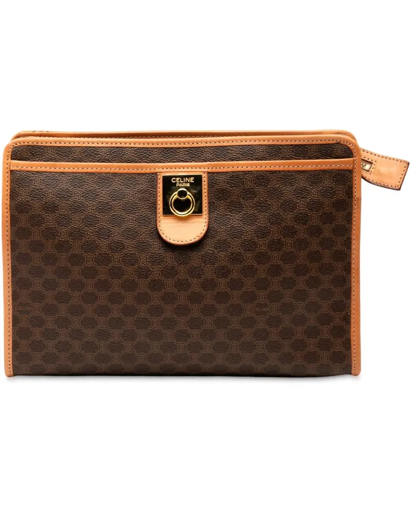 Celine Clutches Macadam Coated Canvas Clutch braun Braun