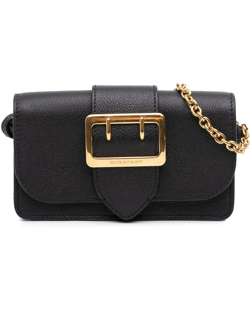 Burberry Hobo Bags Mini Soft Grain Calfskin Buckle Crossbody schwarz Schwarz