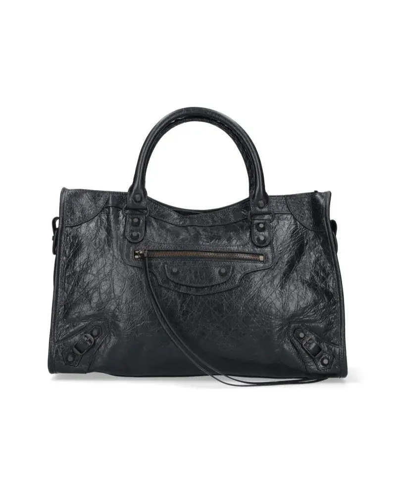 Balenciaga Hobo Bags Structured Black Bag With Minimalist Design schwarz Schwarz