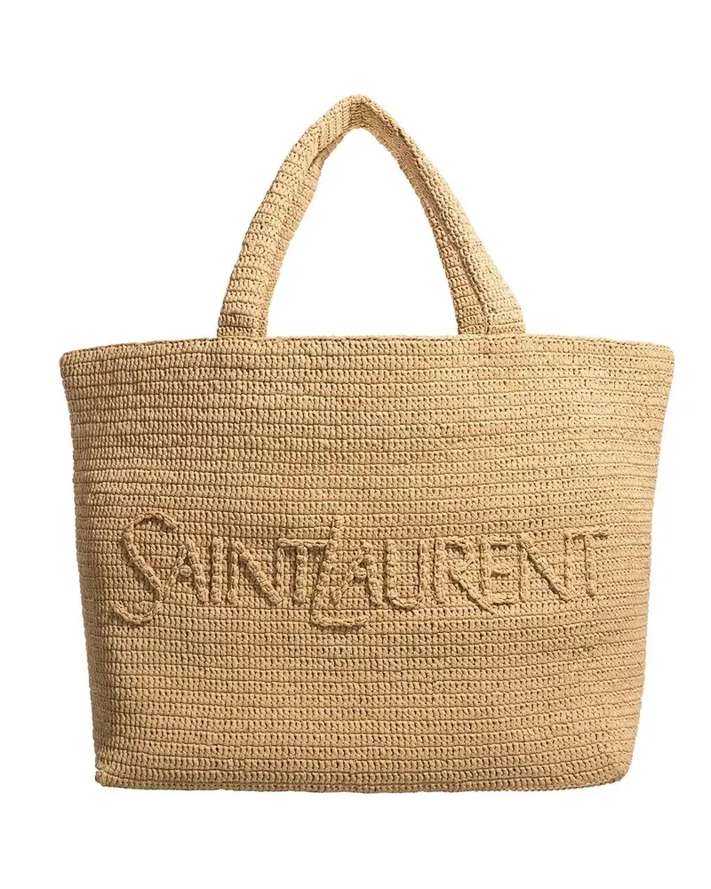 Saint Laurent Tote Raffia Tote Bag Beige