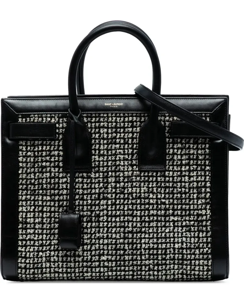 Saint Laurent Hobo Bags Small Tweed Houndstooth Sac De Jour Satchel schwarz Schwarz