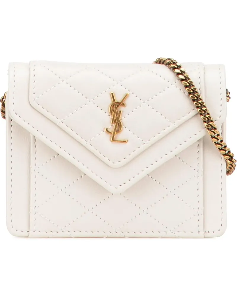 Saint Laurent Hobo Bags Micro Quilted Lambskin Monogram Gaby Crossbody weiß Weiß