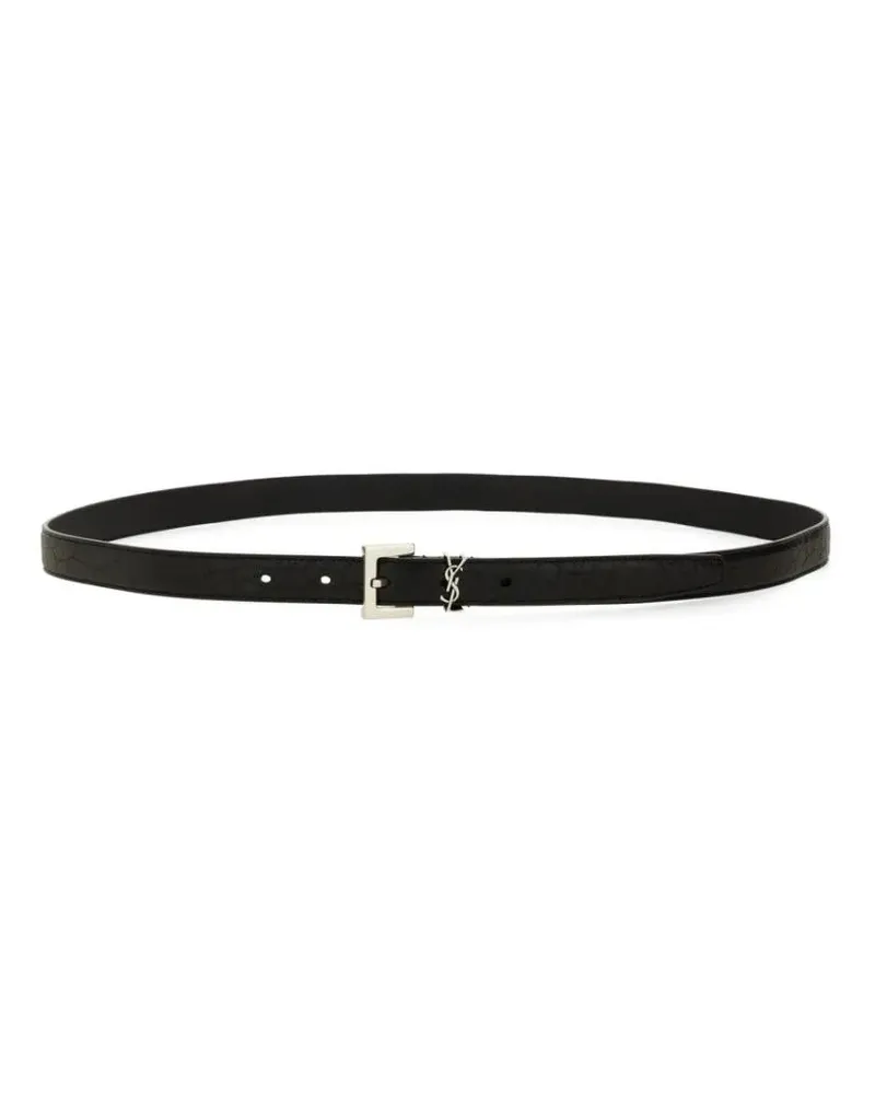 Saint Laurent Gürtel Cassandre Thin Belt schwarz Schwarz