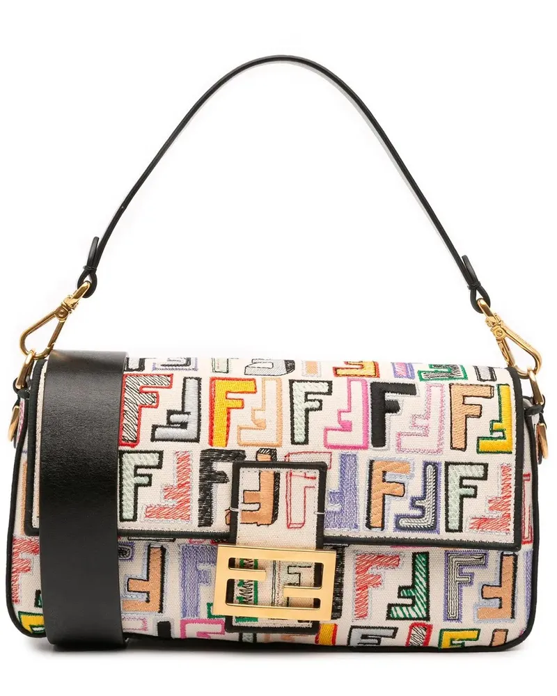 Fendi Hobo Bags Chinese Valentines Day Zucca Embroidered Canvas Ba braun Braun