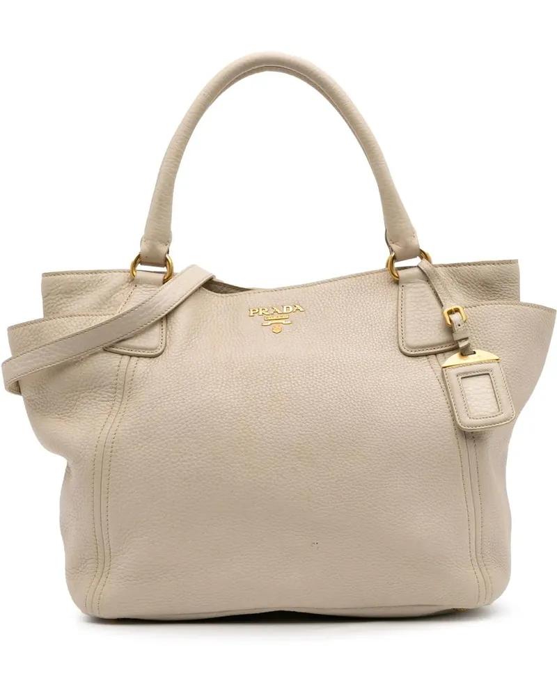 Prada Hobo Bags Vitello Daino Side Pocket Convertible Tote braun Braun