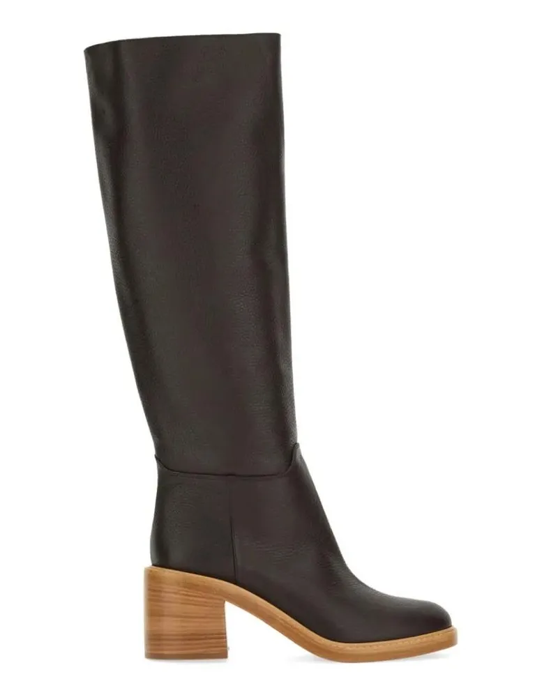 FESTA Milano Stiefel Knee-High Leather Boots With Side Zipper braun Braun