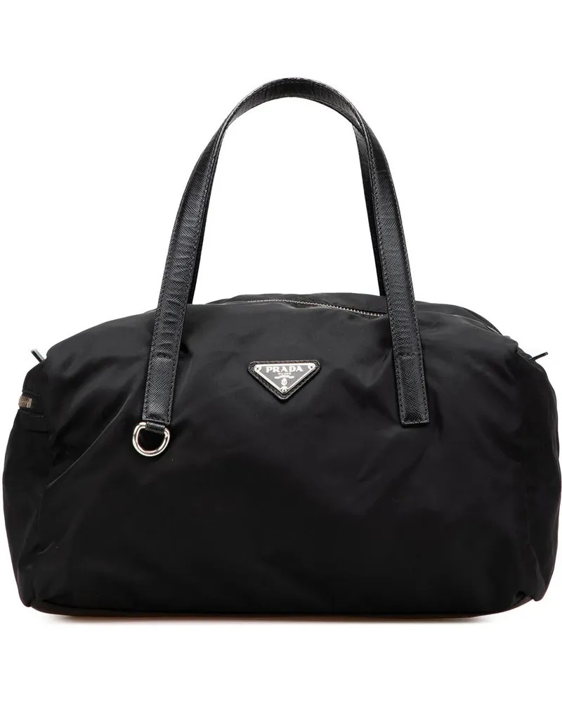 Prada Crossbody Bags Saffiano Trimmed Tessuto Handbag schwarz Schwarz