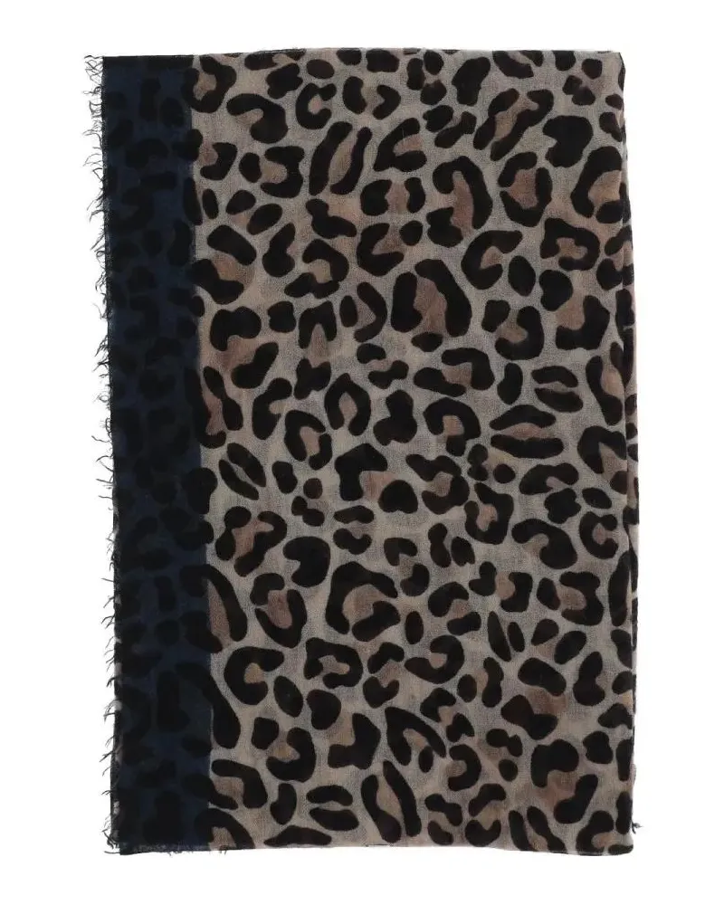 Faliero Sarti Tücher & Schals Maila Cashmere Scarf With Leopadrata Pattern schwarz Schwarz