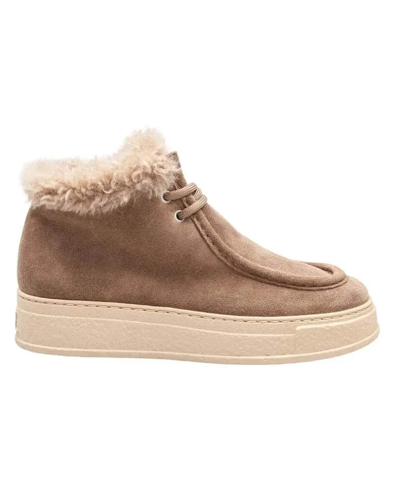 Attilio Giusti Leombruni Low-Top Sneaker Fergus Suede Sneaker With Sheepskin Lining Taupe braun Braun