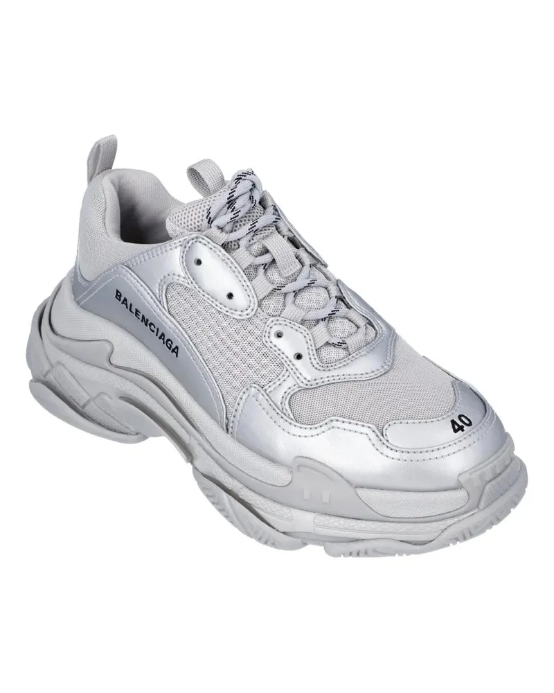 Balenciaga Low-Top Sneaker Silver Metallic' Triple S Sneaker weiß Weiß
