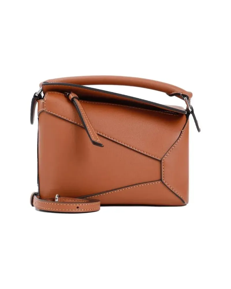 Loewe Shopper Tan Puzzle Edge Leather Mini Bag Braun