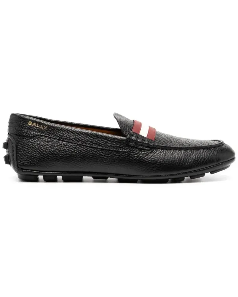 Bally Loafer Textured Leather Moccasin schwarz Schwarz