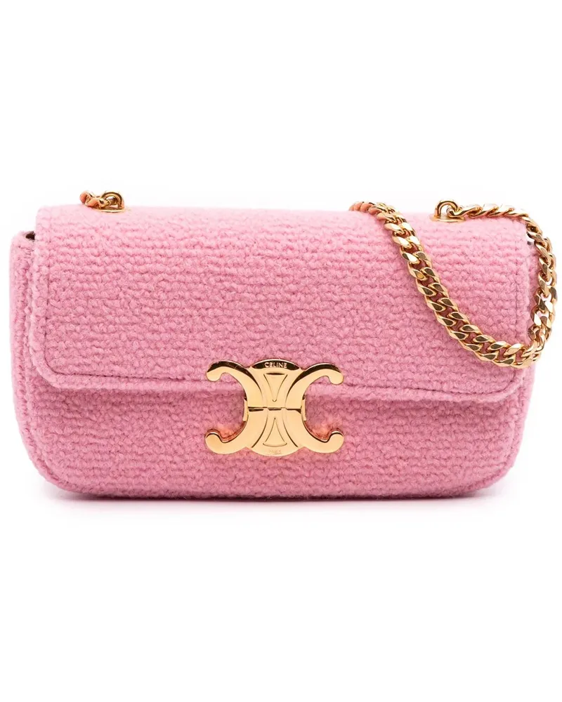 Celine Hobo Bags Tweed Claude Chain Shoulder Bag rosa Gold
