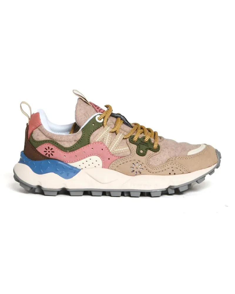 Flower MOUNTAIN Low-Top Sneaker Beige Sneakers with Green and Pink Accents bunt Bunt