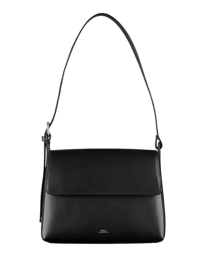 A.P.C. Hobo Bags Flap Closure Shoulder Bag With Smooth Leather Fini schwarz Schwarz