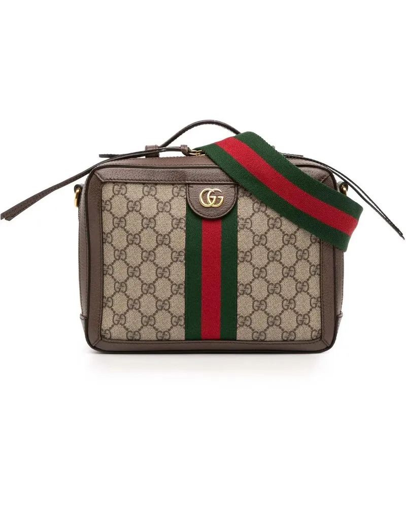 Gucci Hobo Bags Small GG Supreme Web Ophidia Satchel braun Braun