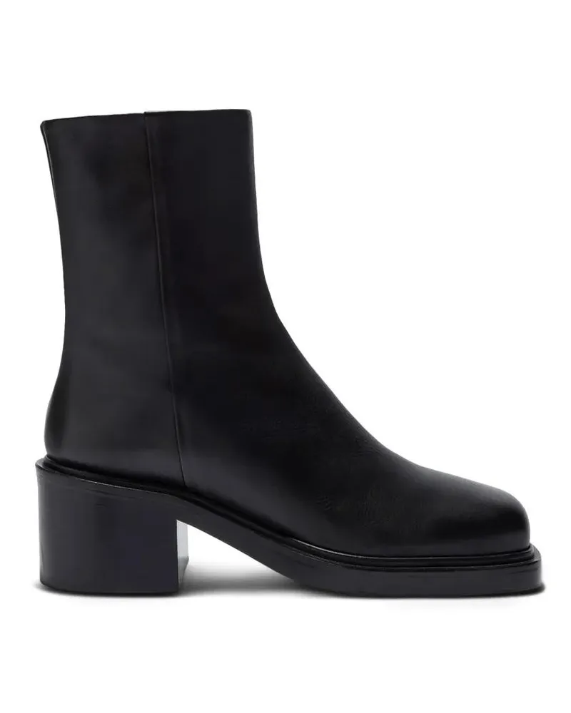 aeyde Stiefel Minimalist Black Calf Leather Boots With Square To schwarz Schwarz