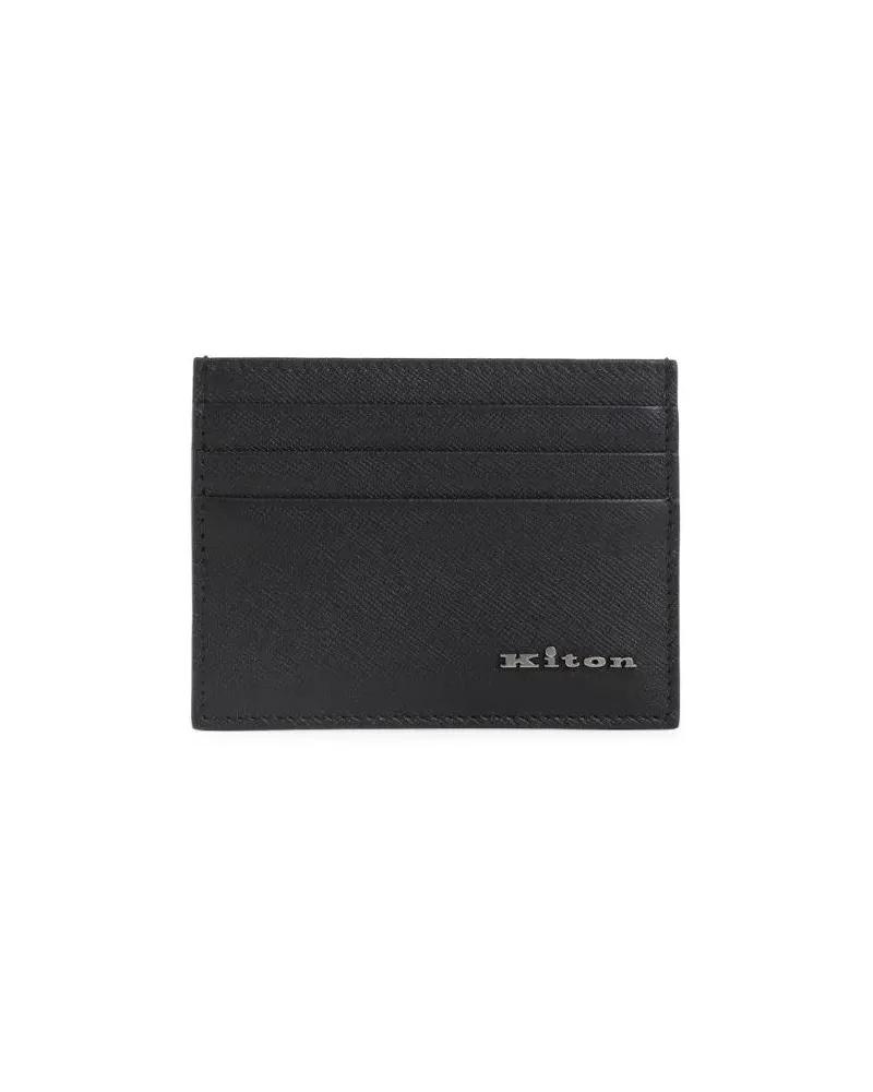 Kiton Portemonnaies Textured Calf Leather Wallet With Multiple Card Sl schwarz Schwarz