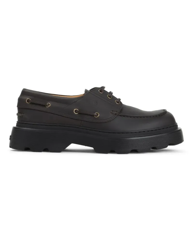 TOD'S Classic Brown Leather Laced Shoes schwarz Schwarz