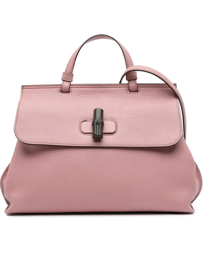 Gucci Hobo Bags Medium Leather Bamboo Daily Satchel rosa Gold
