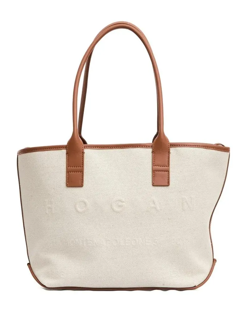 Hogan Shopper & Totes Address Small Shopping Bag In Beige Canvas beige Beige