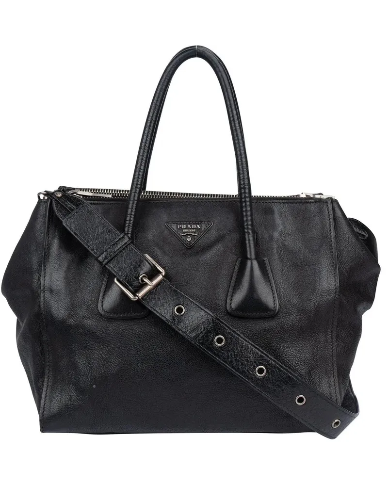 Prada Crossbody Bags  Black Leather Vitello Handbag schwarz Schwarz