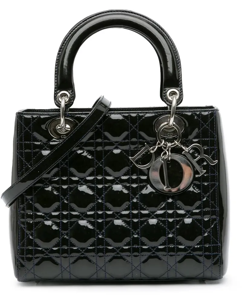 Dior Hobo Bags 2010 Medium Patent Cannage Lady Dior schwarz Schwarz