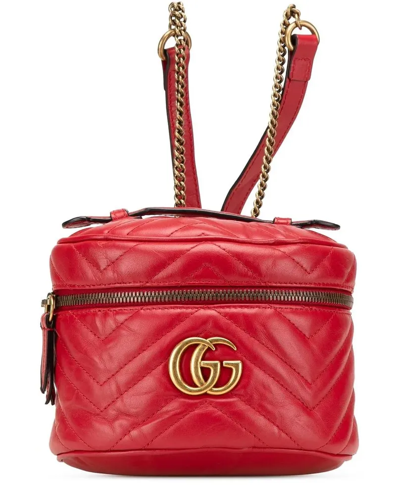 Gucci Rucksäcke 2016-2024 GG Marmont Round Matelasse Leather Backp rot Rot
